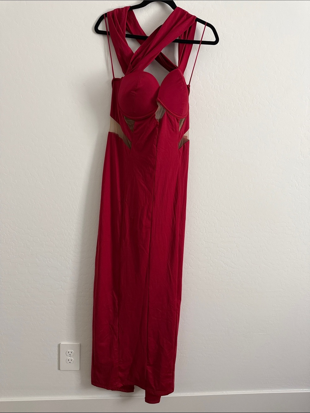 JLUXLABEL Red Cross-neck Evening Dress  Sz 2XL